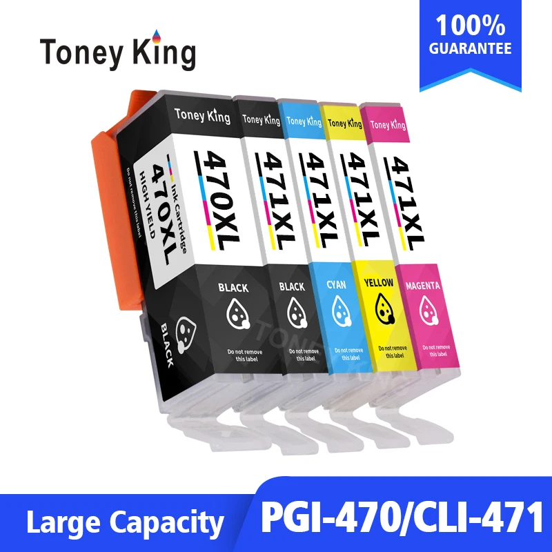 Картриджи Toney King совместимые с чернилами 5 упаковок 470 471 для Canon PIXMA MG6840 MG5740 TS5040 TS6040