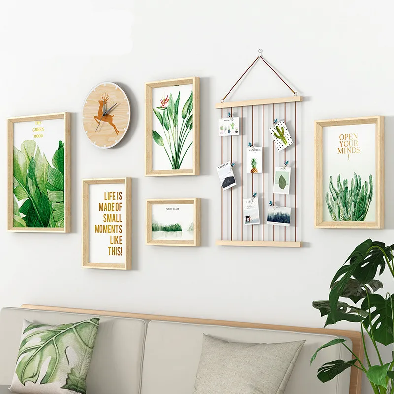 Декоративная картина в скандинавском стиле фоторамка 5 коробок с часами для