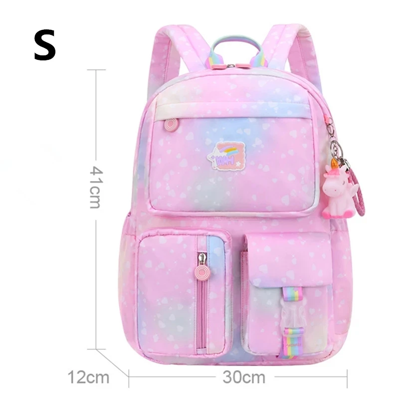 Waterproof Schoolbag with Cartoon Pendant for Children Girls Princess School Bag Cute Primary Students School Backpack Mochila