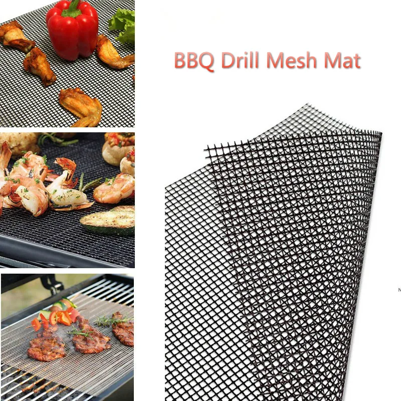 

Non Stick BBQ Mesh Reusable Net Barbecue Mat portable for outdoor Cooking Baking Barbecue