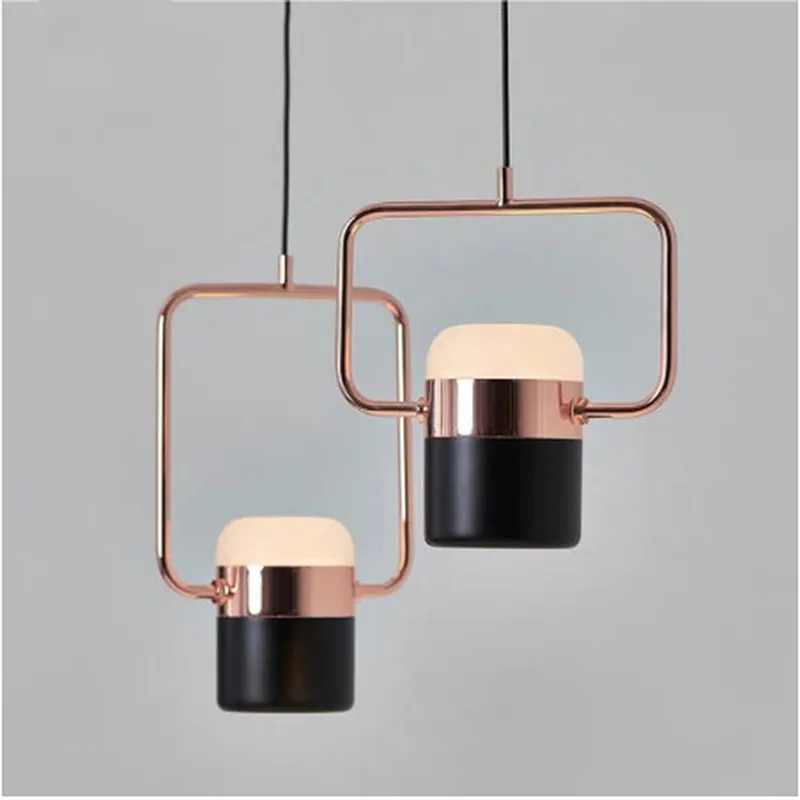 

New nordic simple postmodern led pendant light plated rose gold wrought iron suspension lamp dining room bedroom hanglamp WJ1010