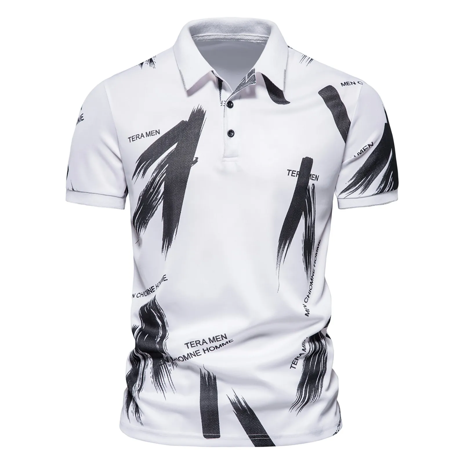 

Men Summer T-Shirt Leisure Stripe Floral Printed Shirt With Lapel Short Sleeve Males Smart Office Slim Breathable British Tops