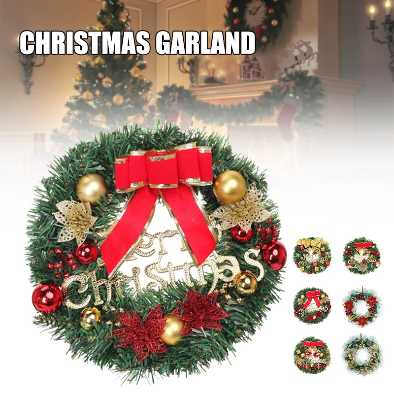 

30cm Christmas Wreath Classic Xmas Front Door Decor With Letter & Gift Decor Hanging Home Party Garland For Wall Wind Navidadow