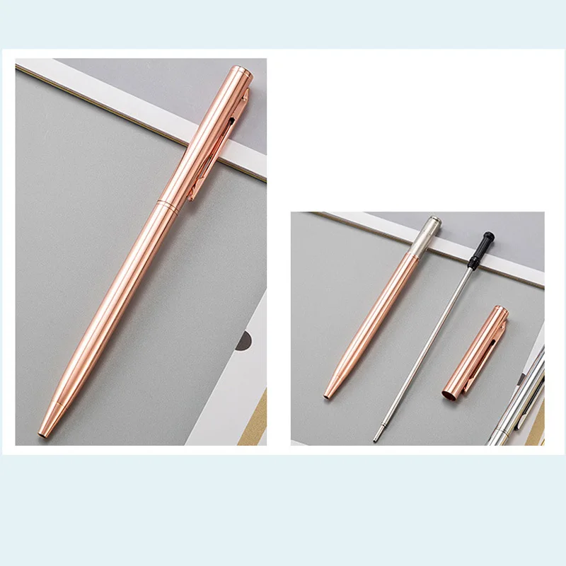 

Slim Metallic Retractable Ballpoint Pens - Rose Gold, Nice Gift for Uniform Office Students Teachers Wedding Christmas, Medium P
