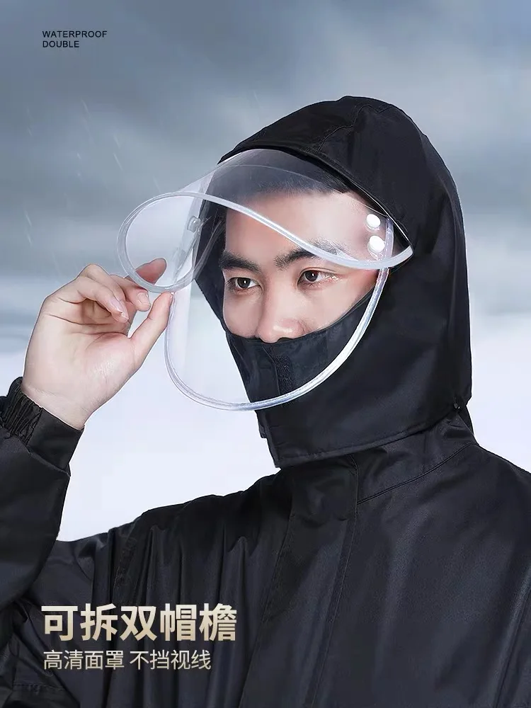 

Reflective Thick double Raincoat Rain Pants Suit Split Waterproof Male Adult Battery Car Riding Double Body Riot Raincoat YY01