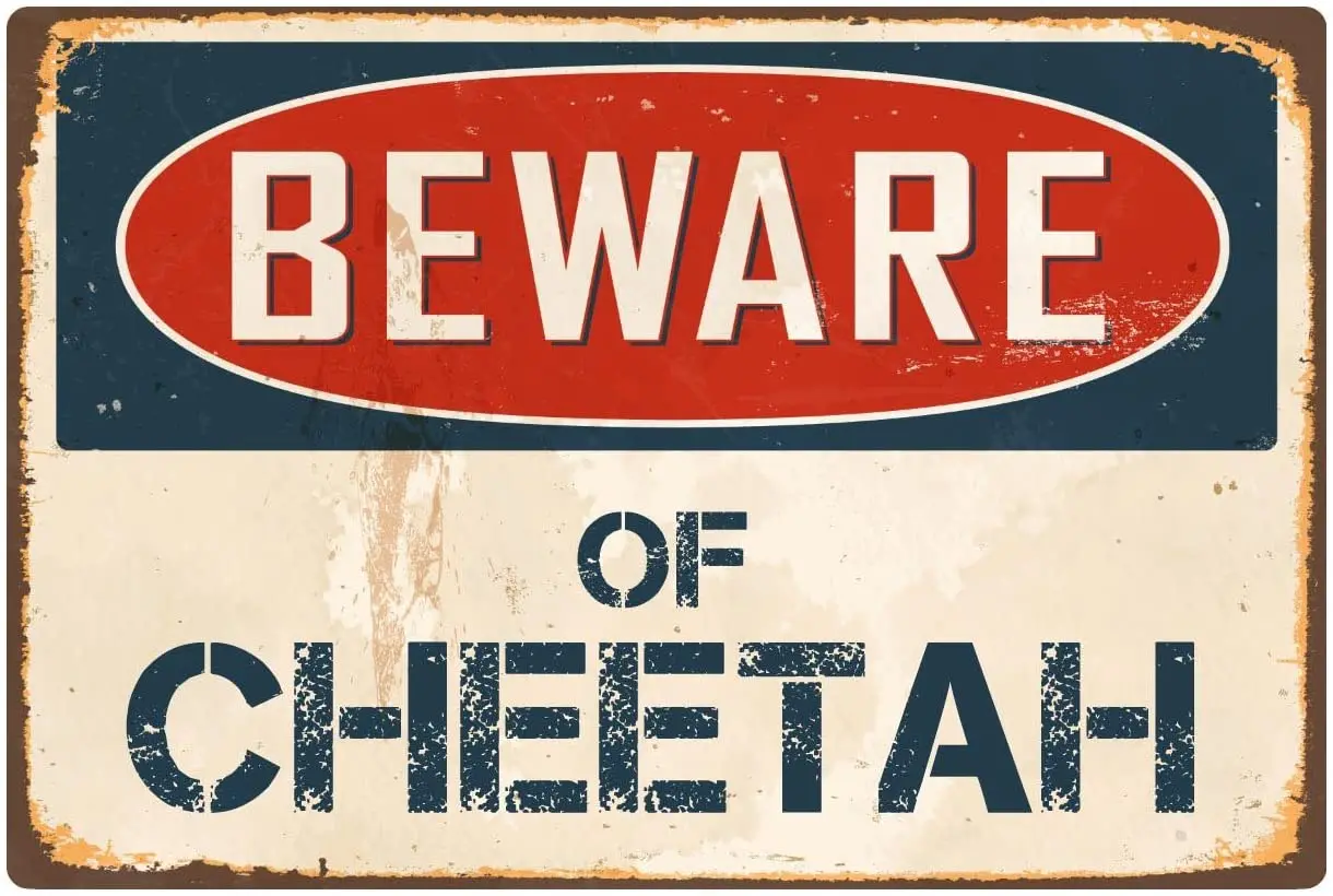 

StickerPirate Beware of Cheetah 8 x 12 Vintage Aluminum Retro Metal Sign VS101