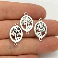 40pcs antique silver plated tree of life charm connectors for making bracelet handmade diy jewelry accessories 23x14mm