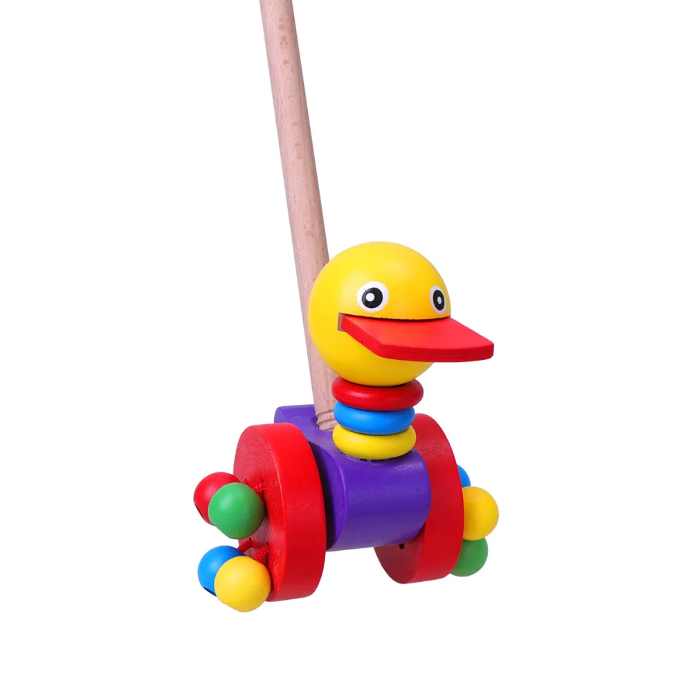 

Baby Pushing Cart Toys Cartoon Animal Carts Baby Walker Wooden Carts Toys Push Rod Cart Toys (Oblate Mouth Duck)