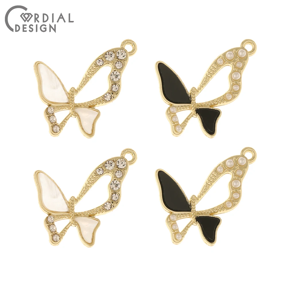 

Cordial Design 50Pcs 24*24MM Jewelry Accessories/Rhinestone Pendants/Butterfly Shape/Jewelry Findings Components/Imitation Pearl