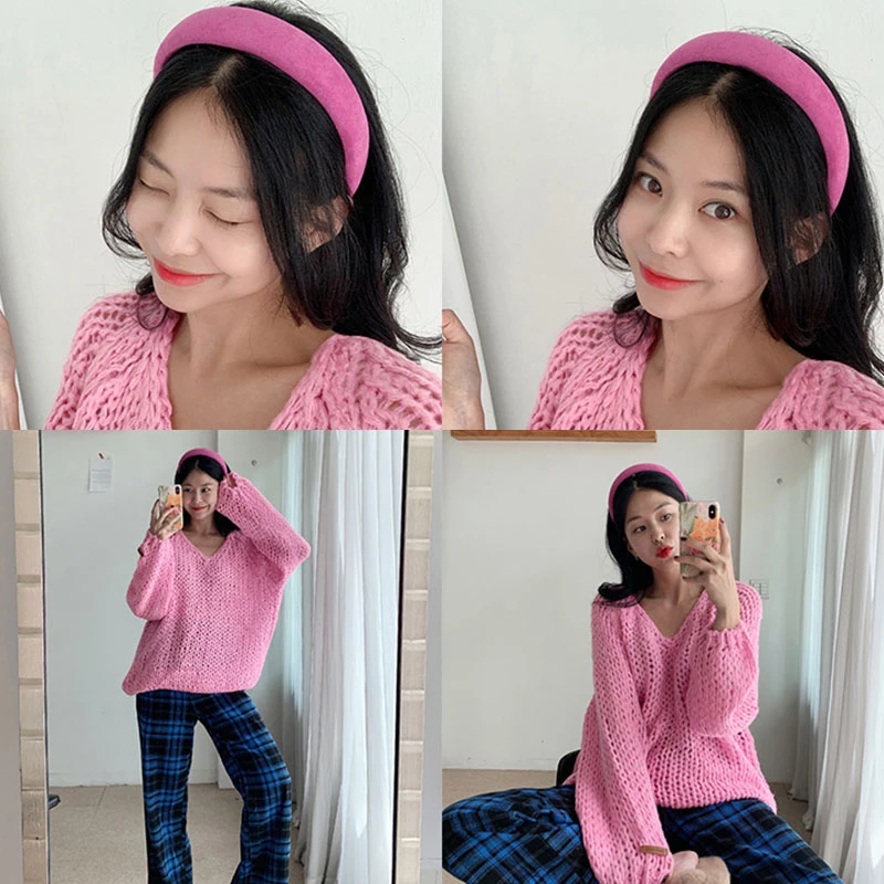 

Ободок для волос в Корейском стиле, универсальный темпераментный плюшевый широкий ободок для волос, ободок для волос стандартного цвета