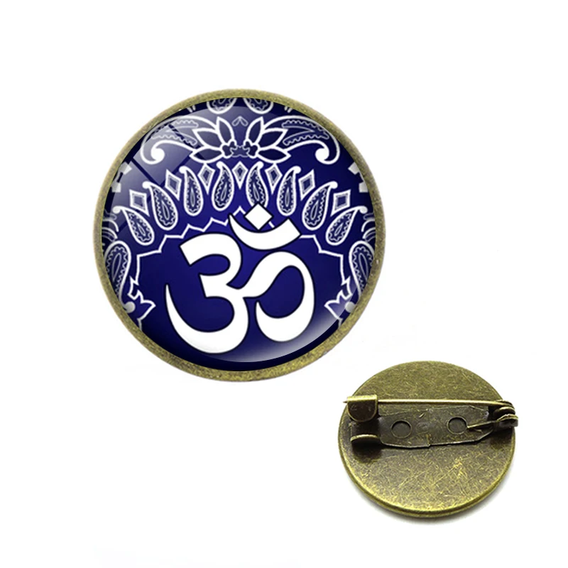 Ретро Ом АУМ символ Мандала Броши Булавки буддийский Йога стекло кабошон