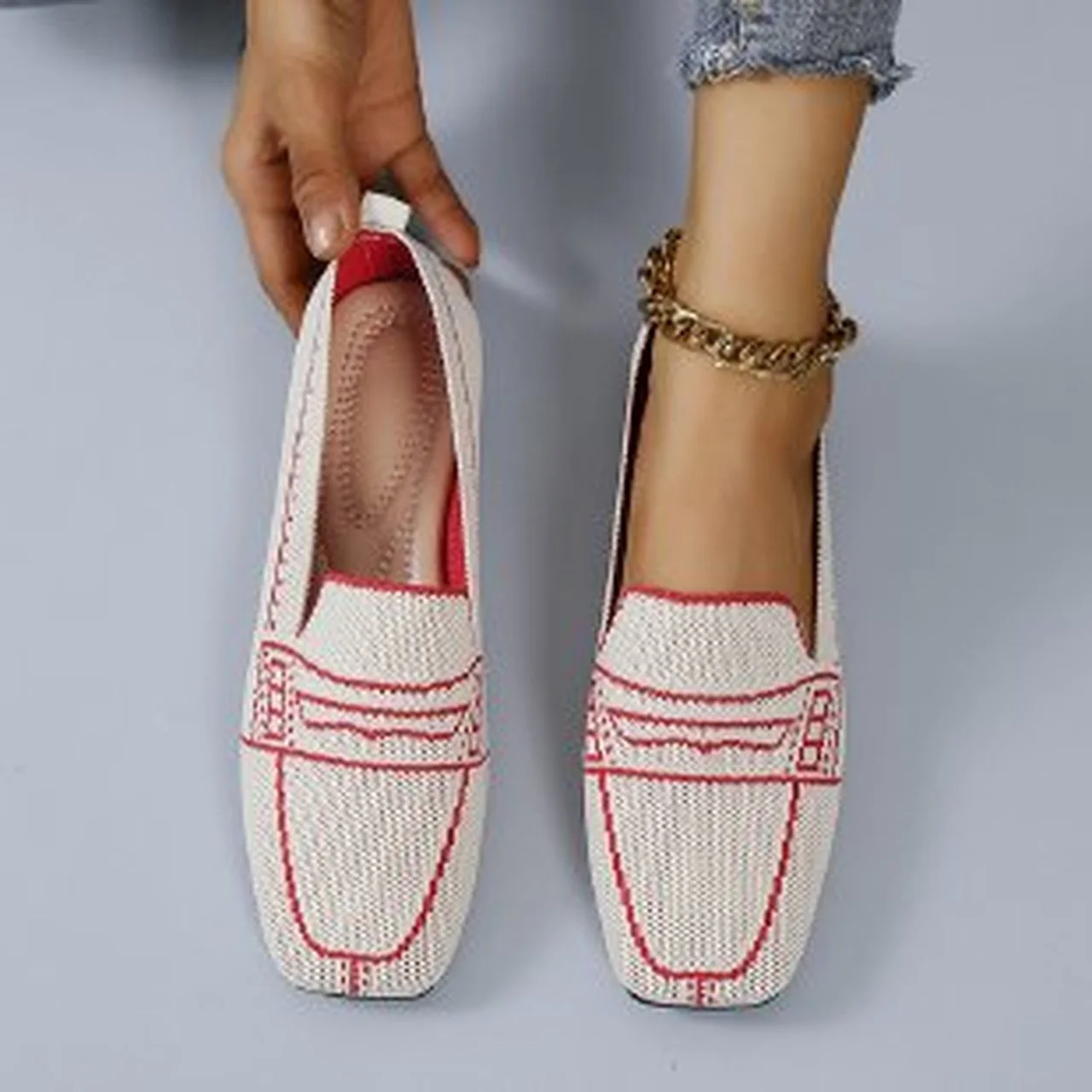 

Туфли женские на плоской подошве, дышащие вязаные, мягкая подошва, лоферы, обувь для мам, летняя обувь, 2021