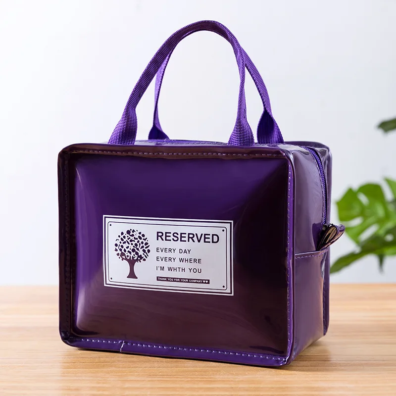 small purple Из искусственной кожи Ланч посылка термо Термальность сумка для обеда для Для женщин детей Lunchbags тотализатор кулер Коробки для обедов изоляции посылка пузырь со льдом - Цвет: small purple