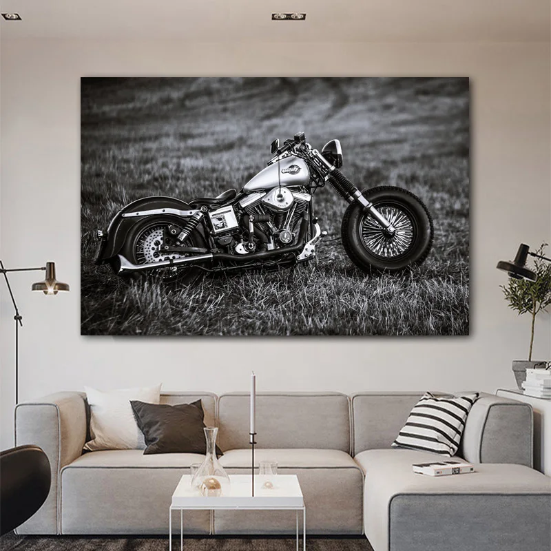 

Abstract Cool Motorcycle Canvas Painting Black And White Posters And Prints Wall Art Pictures Living Room Home Decor No Frame