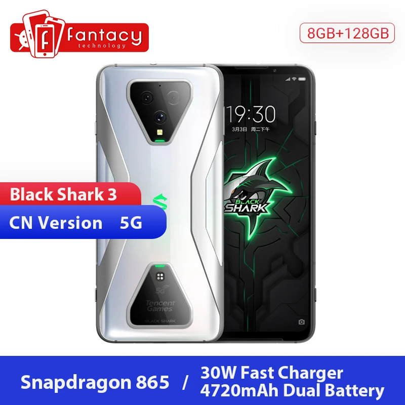 Новый Xiaomi Черная Акула 3 5G Snapdragon 865 8 ГБ 128 для телефона с мотивами игр Octa Core 6 67