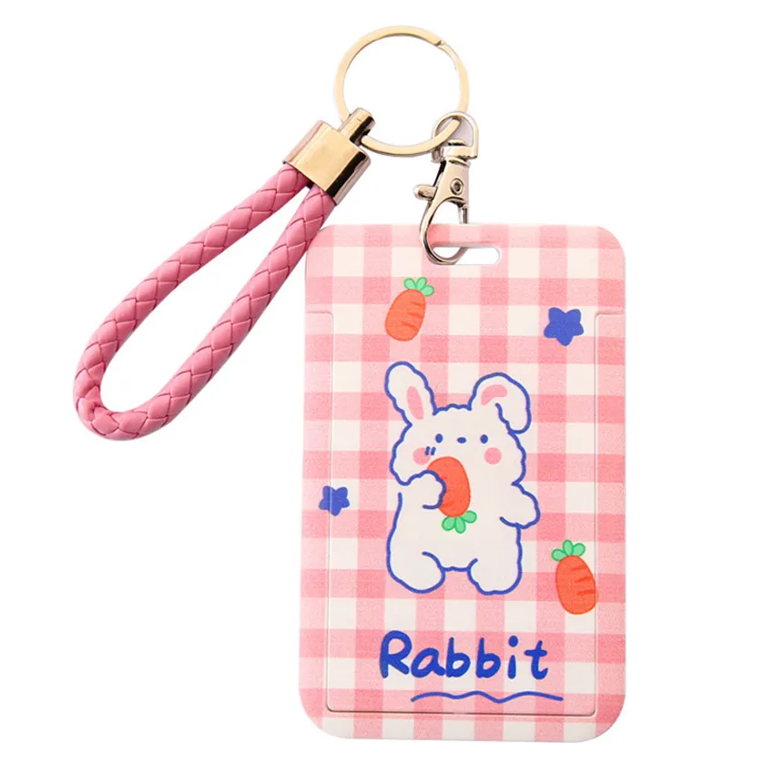 

Women Men Business Card Holder Cartoon Cute Bear Bunny Retractable Credit Card Holders Bank ID Holders Child Bus Card Cover Case