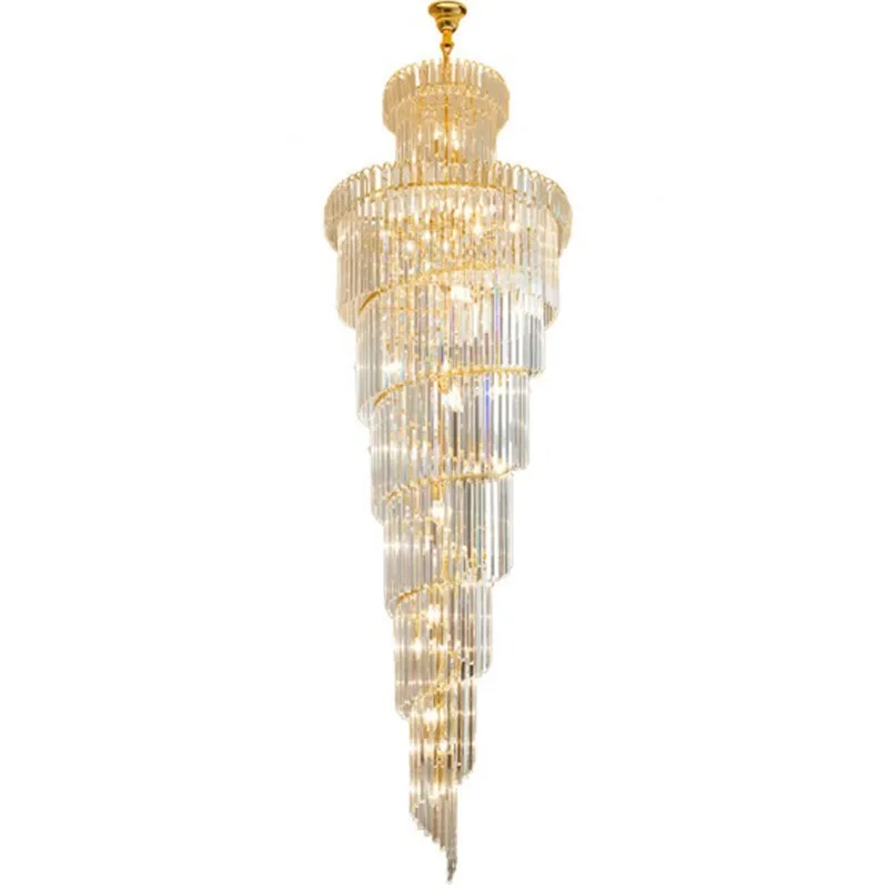 

Duplex floor chandelier villa hollow building hall crystal chandelier modern minimalist living room spiral staircase chandelier