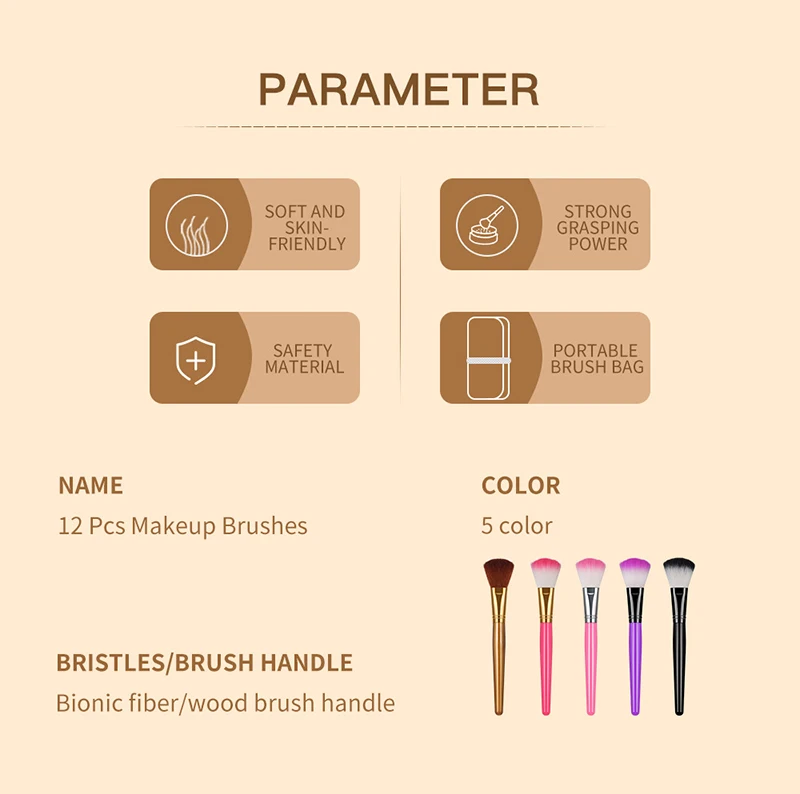 Professional Makeup Brushes 12pcs Set Szphoxer Foundation Eye Shadow Podwer Make Up Brush Cosmestic Beauty Tools Kit With Bag