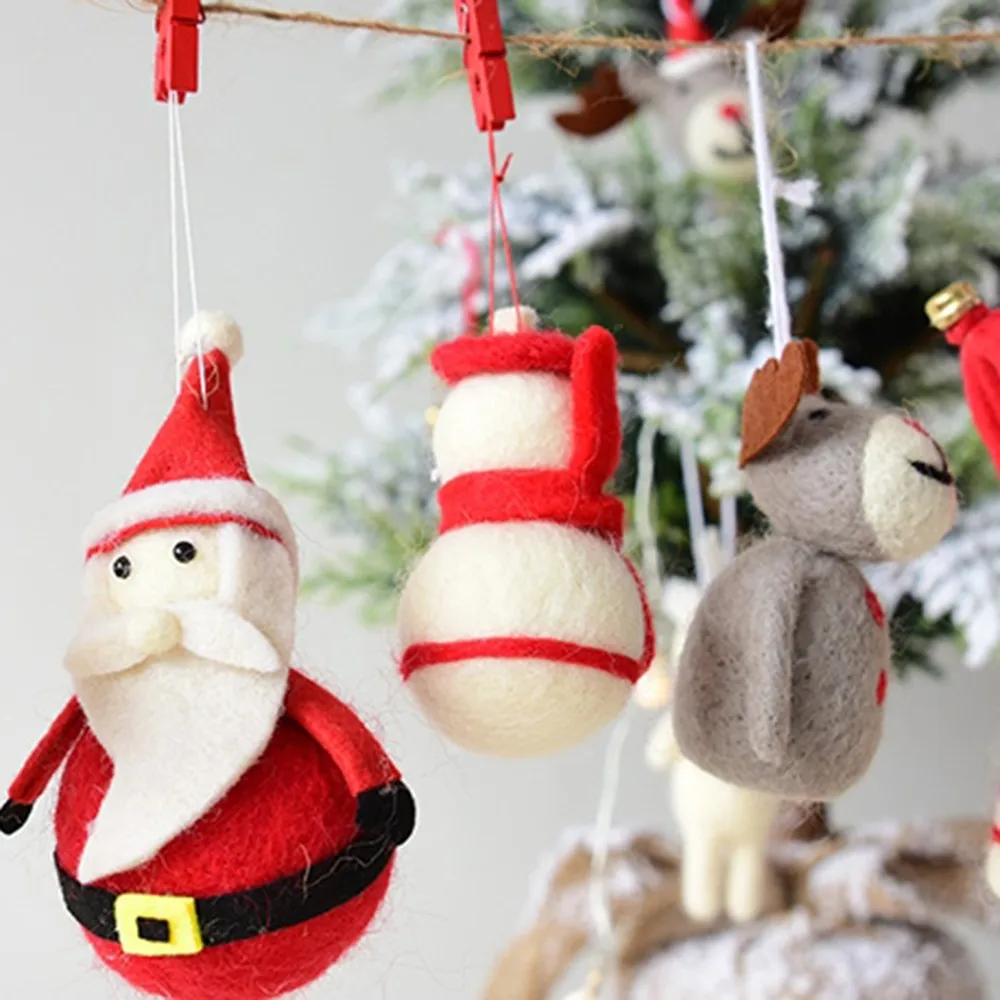 Мультяшные рождественские шерстяные войлочные украшения милые Подвески в виде