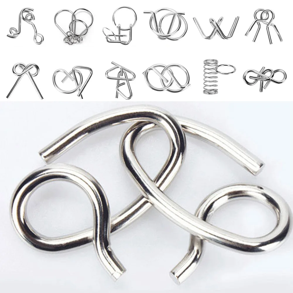 

20pcs Gift Challenging Chinese Ring IQ Toys Metal Wire Interlock Mind Test Logic Game Brain Teaser Set Magic Trick Adults Kids