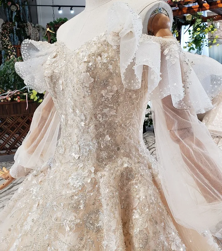 

Luxury Wedding Dress Beading Ball Gown Off Shoulder Lace Up Lace Bridal Wedding Gowns Cathedral Train Vestidos De Novia 2020
