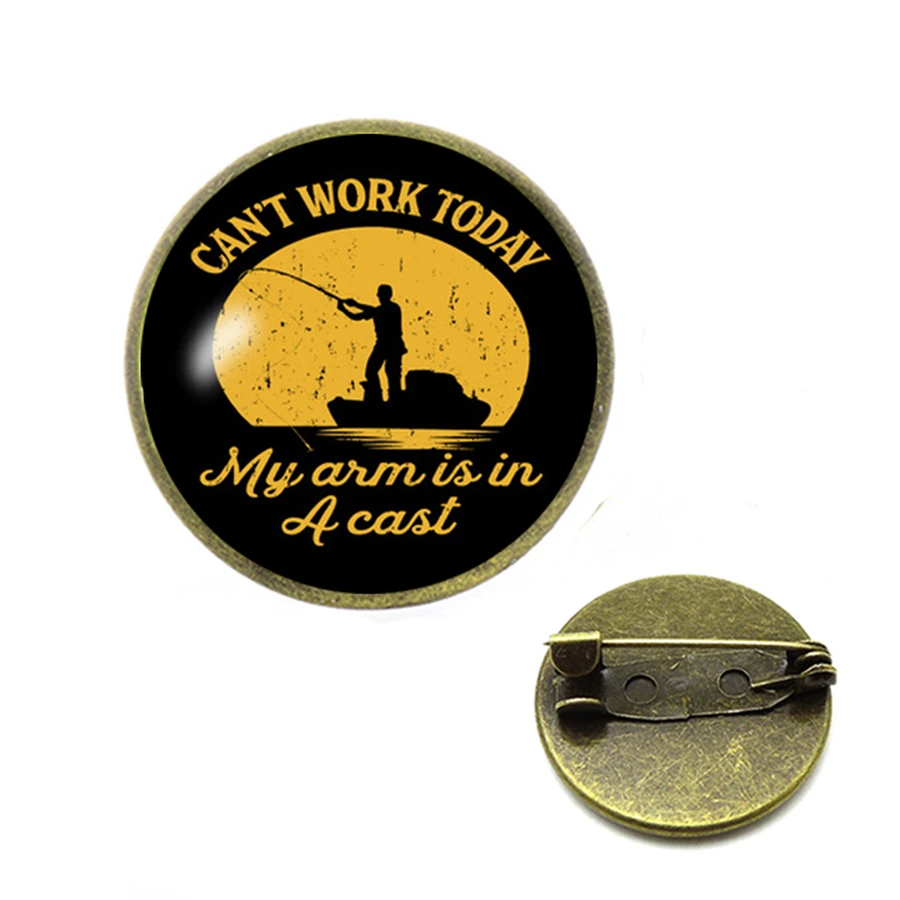 Я не могу работать Броши моя рука в литой булавки мужские Рыбалка забавная