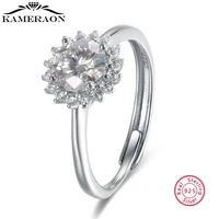 100 925 sterling silver moissanite open adjustable sun flower rings fine jewelry for women wedding engagement rings