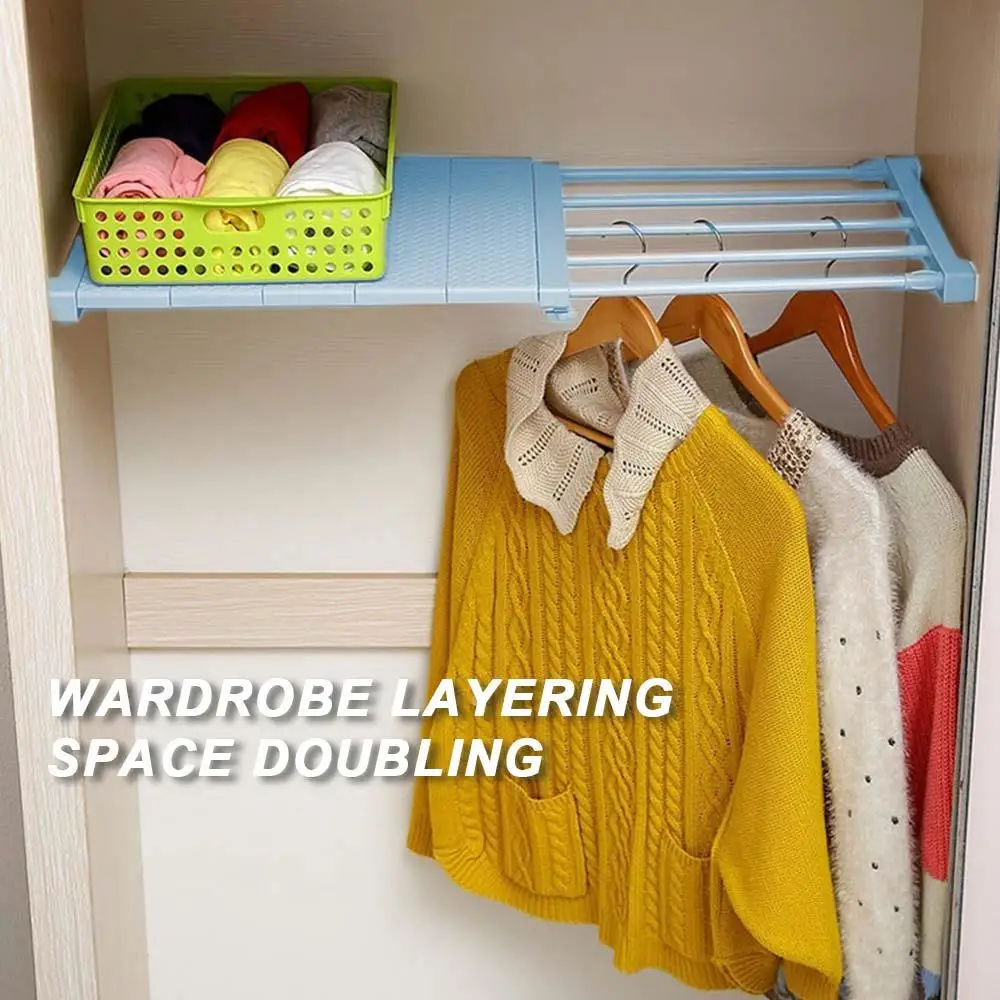 

Closet Storage Board Adjustable Plastic Stretchable Organizer Space Savers Bedroom Cabinet Partition Rack
