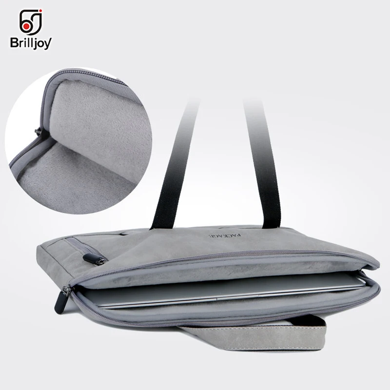 Brilljoy Handbag PU Waterproof Scratch-resistant Laptop Briefcase 13 14 15 inch Notebook Shoulder Bag Carry Case women and men