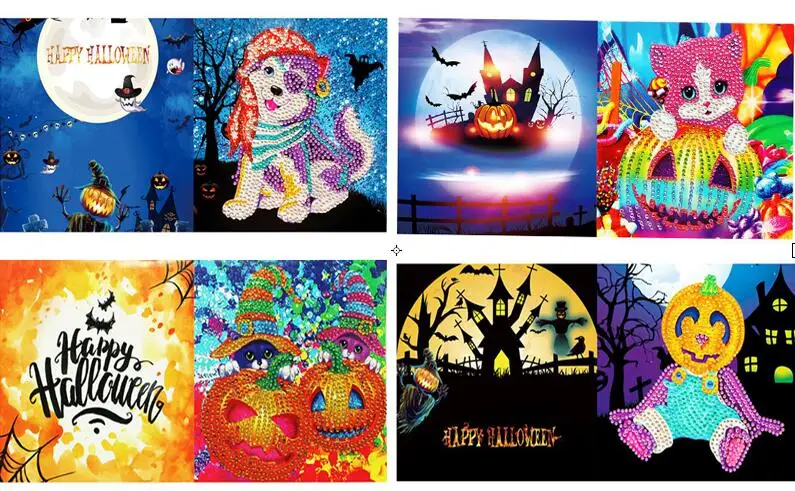 Halloween 5d Diy бриллиантовый рисунок Рождество карты Алмазная мозаика Emboridery бисер полный заказ мультфильм животных Рождественский подарок Санта-мен - Цвет: Halloween