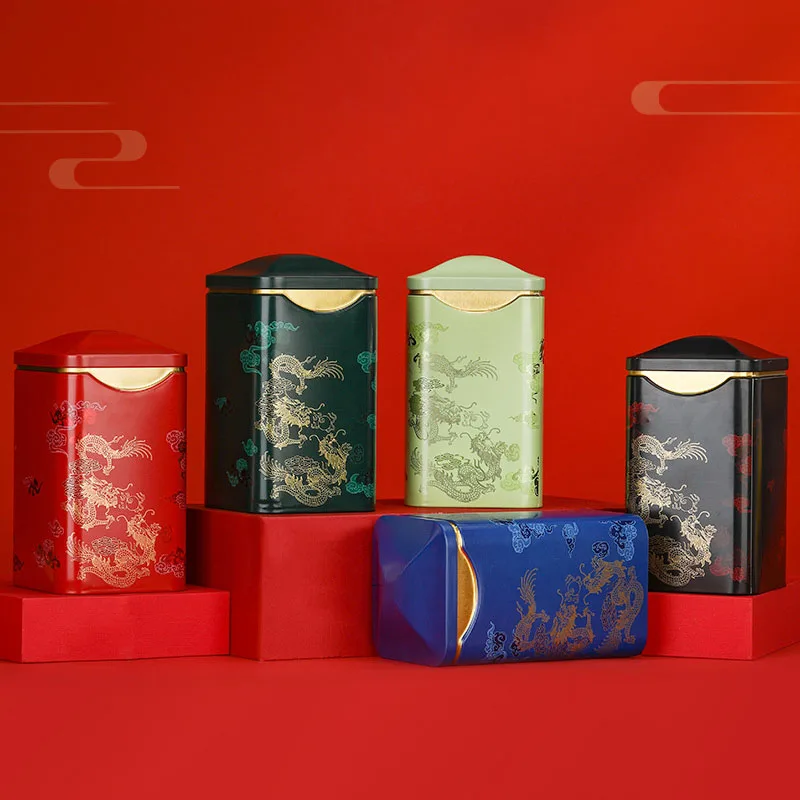 

Tea Storage Container 125g Chinese Style Exquisite Tinplate Tea Packaging Can Jinjunmei Longjing Pu'er Universal Sealed Jar