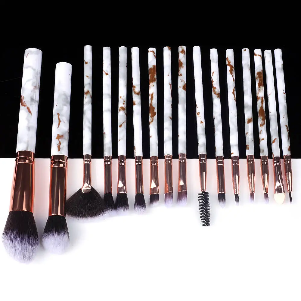 

15pcs Make Up Brush Set Marble Makeup Brushes Tool Kit Professional Powder Lip Eyeshadow Natural High Quality Highlighter