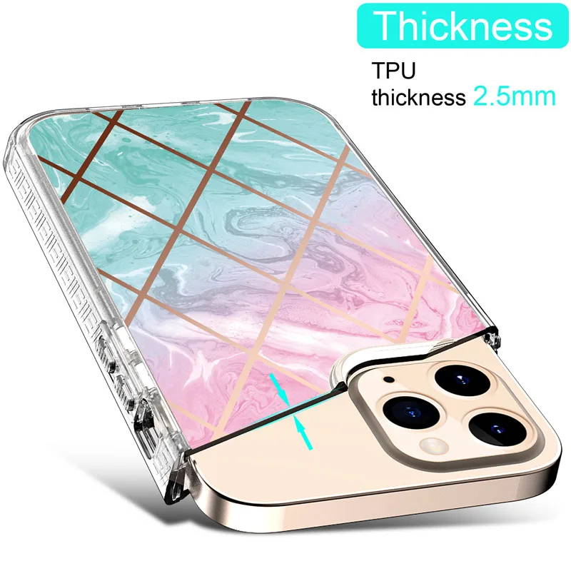Защитный чехол для iPhone 12 Pro max 360 с геометрическим рисунком мрамор PC + TPU бампер