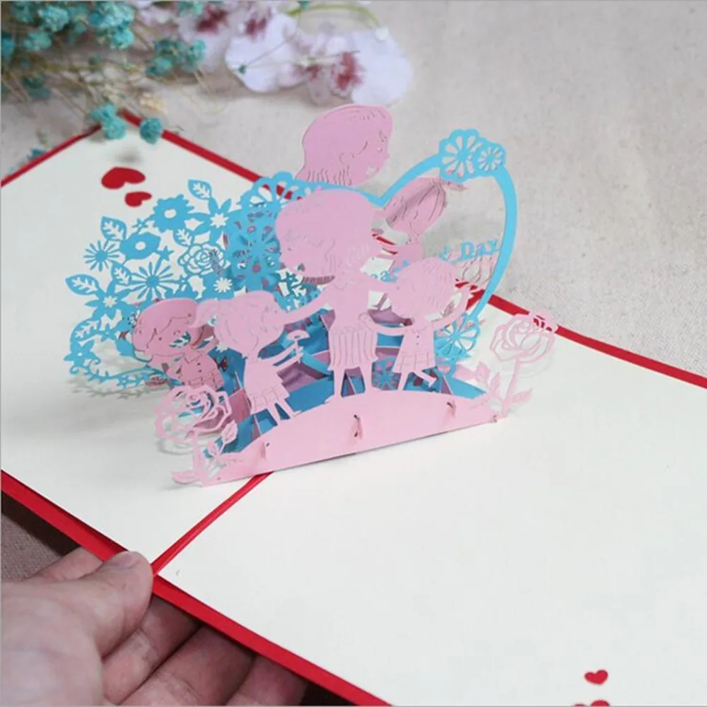 Лазерная вырезка открытка для фотографий 3D стерео поздравительная на день