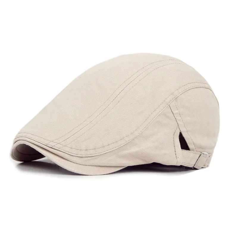 

Spring And Summer Cotton Beret British Style Men's Solid Color Tongue Forward Hat