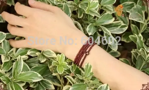 Тибетский буддизм 216 Красное сандаловое дерево резная Будда Мала ожерелье|mala