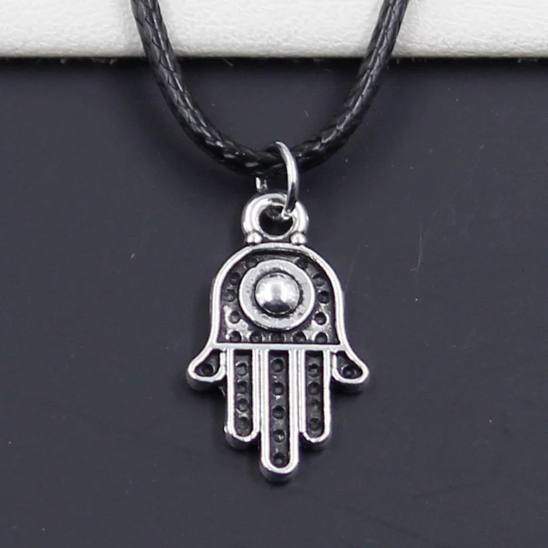 Новый Прочный черный шнурок из искусственной кожи чокер Хамса защитный амулет в