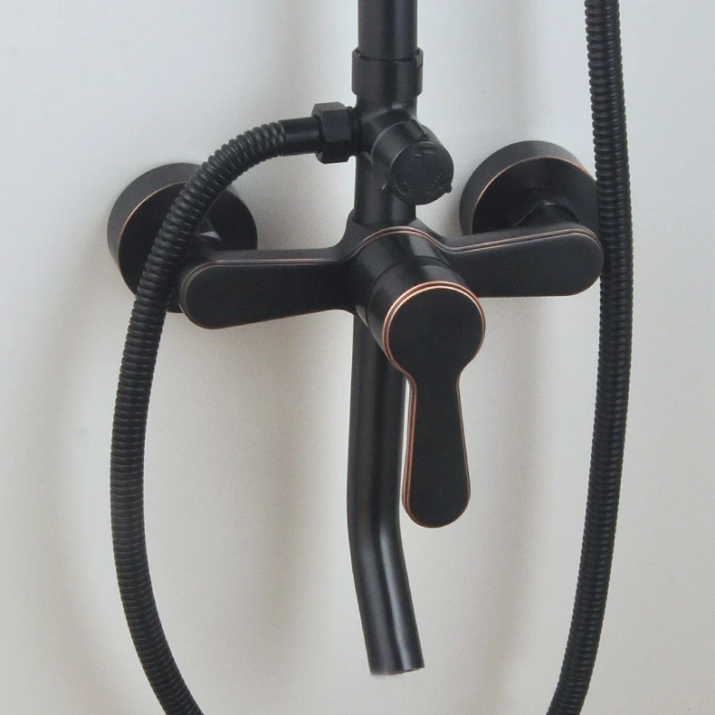 Бронзовый черный смеситель для душа ванной комнаты настенное крепление 8