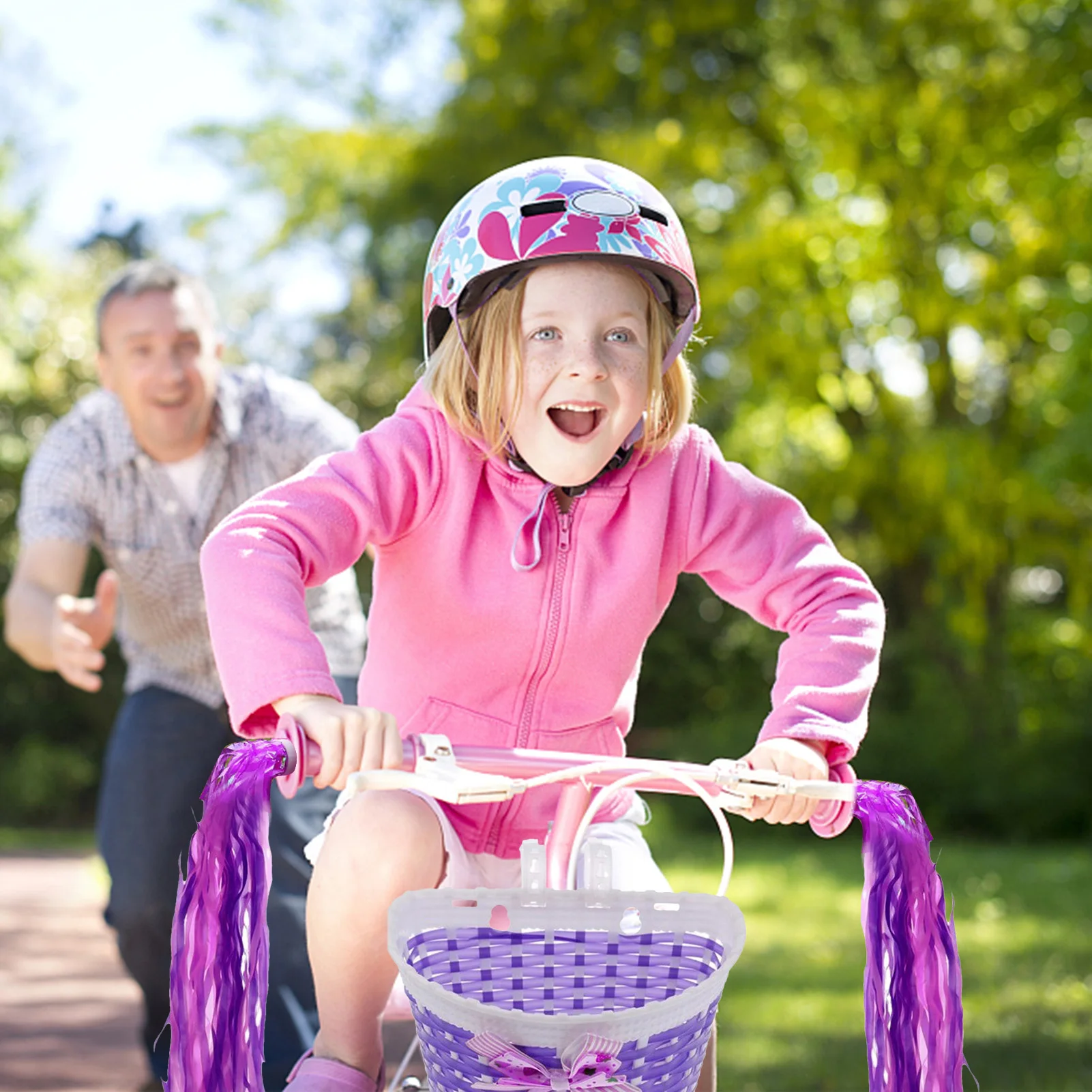 

Retro Tassels Streamers For Kids Bicycles Tricycles Scooters Bike Pink/Purple Front Handlebar Basket Kids Bicycle Accessories