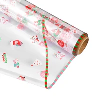 aboofan 2 5 mil christmas cellophane wrapping paper merry christmas words xmas pattern cellophane wrap roll gift crafts flower