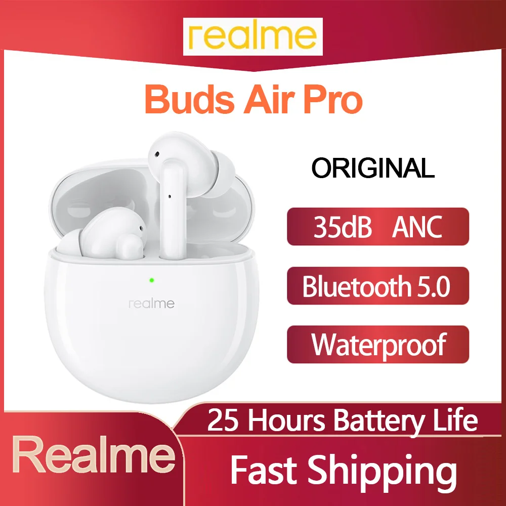 

Original Realme Buds Air Pro TWS Bluetooth Earbuds Sports Waterproof Gaming Headset ANC Fast Charge Wireless Headphones