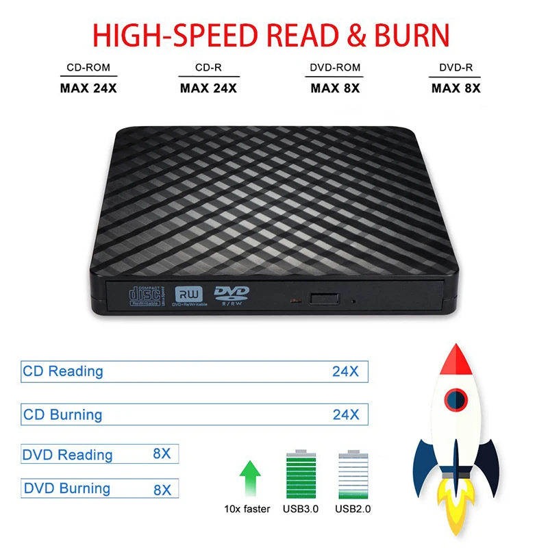 Внешний DVD-привод USB Тип C DVD RW CD запись портативный оптический привод плеер для ПК
