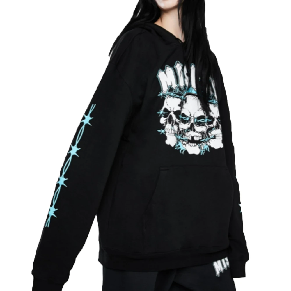

Autumn 2021 Fashion Gothic Casual Printing Letter Long Sleeve Hoodie Simplicity Hipster With Hood Design Loose High Street