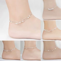 korean 2021 exquisite allergy free hot sale 4 styles high quality cute new arrival simple silvery star anklets 1pc adjustable