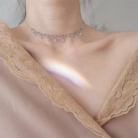 simple sweet silver plated necklace collar necklace female cz zircon clavicle chain wedding party jewelry gift