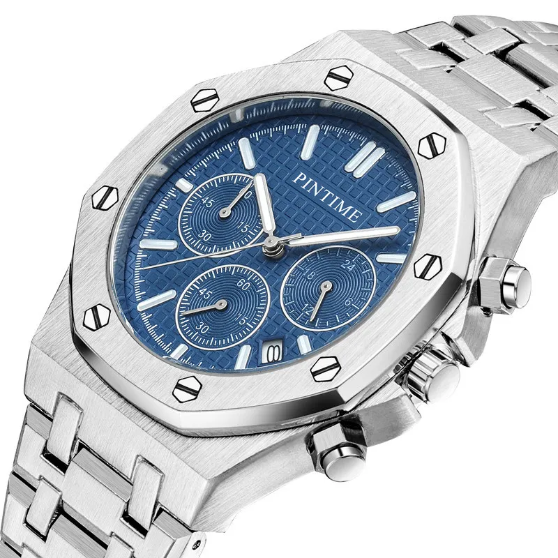 

PINTIME Mens Watch Luxury Quartz Clock Calendar Military Multi-function Watch Sport Wristwatch Relogio Masculino Relojes