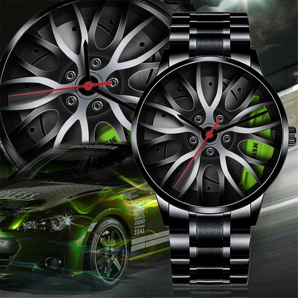 Mens Luxury Watches Sports Car Watches 3D Sport Rim Hub Wheel Wristwatch Car Quartz Men's Watches Creative Relogio Masculino