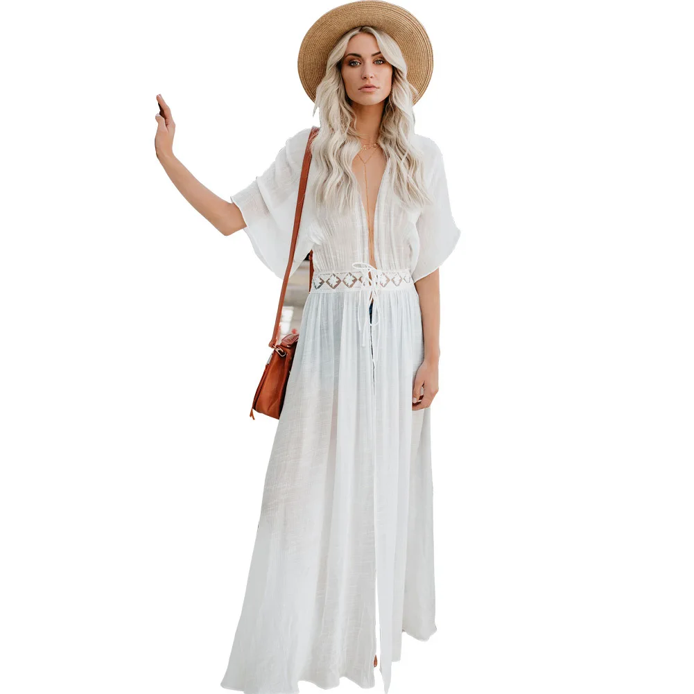 

Lace sunblock solid Sexy Beach Dress