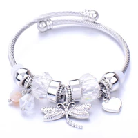 10pcslot fashion color charms bracelet bangle for women crystal flower fairy bead fit brand bracelets jewelry pulseras mujer