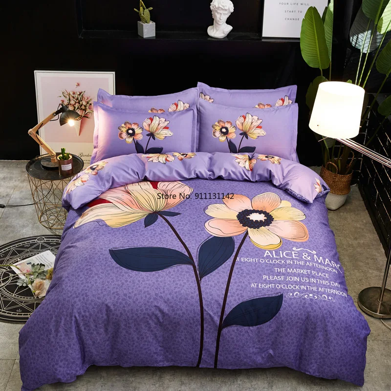 Комплект постельного белья с красивым цветочным павлином цифровым принтом 3D